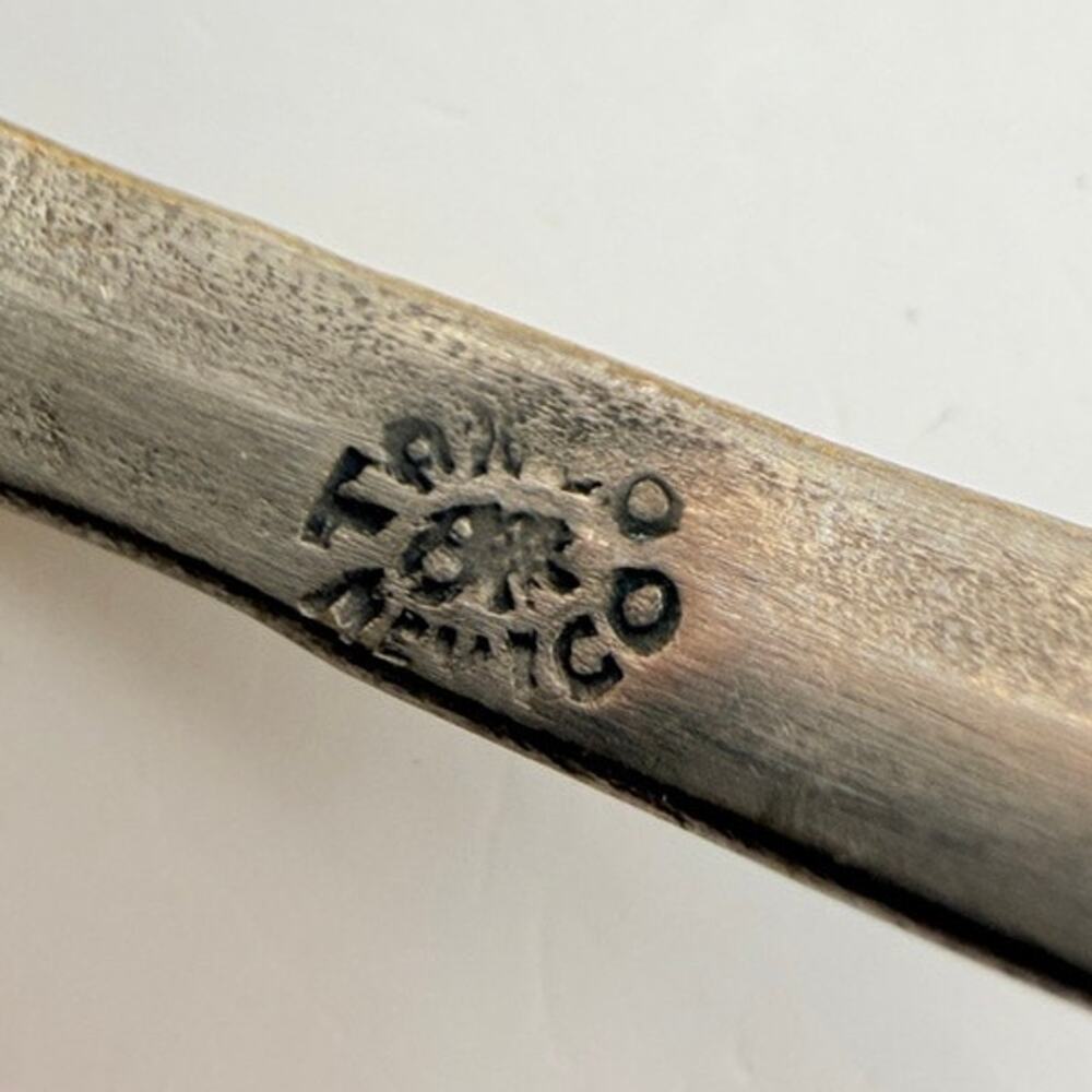 Vintage Taxco Mexico Alpaca Silver Bangle Bracelet Floral Repousse 8 Inch - Picture 7 of 8